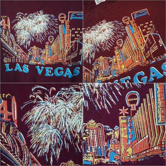 Vintage 70s-80s Miller USA T-Shirt M(38/40) Las Vegas Fremont Single Stitch Plum - Picture 7 of 11